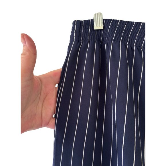 Babaton Womens Navy Striped Elastic Waist Wide-Leg Pants Size L - Picture 3 of 13